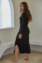 Load image into Gallery viewer, Take Me There Black Ribbed Dress
