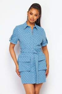 Denim Checkers Cargo Dress