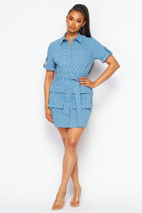 Denim Checkers Cargo Dress