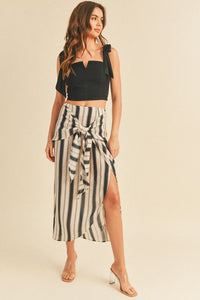 Linen Stripe Wrap Skirt