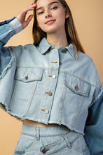 Load image into Gallery viewer, Two Tone Cropped Denim Jacket
