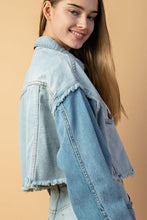 Load image into Gallery viewer, Two Tone Cropped Denim Jacket
