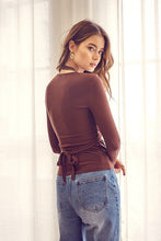 Load image into Gallery viewer, The Wrap Ribbed Top In Choco
