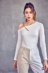 White Chain Ribbed Top