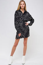 Load image into Gallery viewer, Night Floral Belted Shirt Dress
