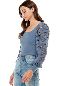 Sweet Indigo Crochet Knit Top