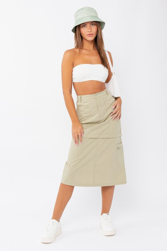 Convertible Cargo Skirt in Khaki