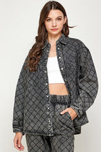 Load image into Gallery viewer, Quilted Denim Acid Wash Shacket
