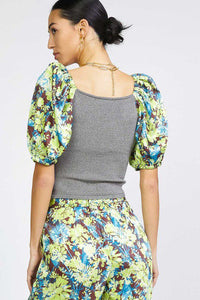 Contrast Midnight Floral Wrap Top