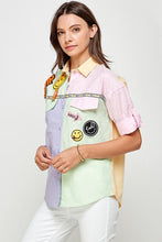 Load image into Gallery viewer, Smiley Patch Colorblock Shirt
