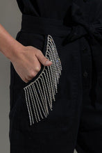 Load image into Gallery viewer, Black Fringe Bling Jumpsuit
