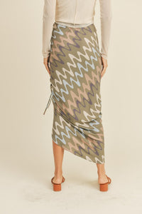 Wave Printed Ruched Skirt