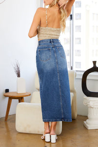 Maxi Denim Slit Skirt