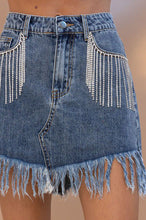 Load image into Gallery viewer, Bling Fringe Denim Skirt
