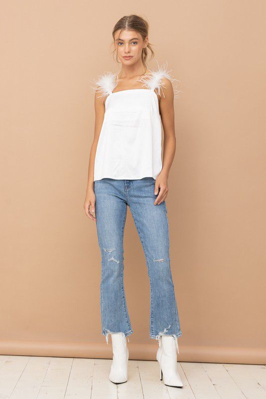 White Feather Silky Cami