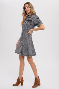 Black Denim A Line Dress