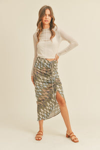 Wave Printed Ruched Skirt