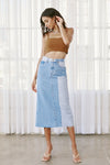 Denim Mix Midi Skirt