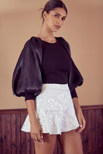 Load image into Gallery viewer, Silky Puff Sleeve Black Top
