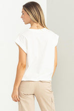 Load image into Gallery viewer, Must Be Love Cap Sleeve Tee in White
