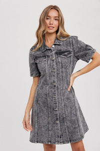 Black Denim A Line Dress