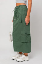 Load image into Gallery viewer, Off Duty Olive Cargo Skirt
