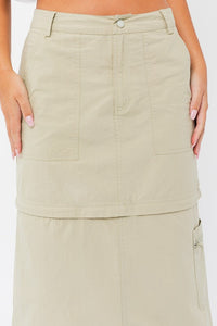 Convertible Cargo Skirt in Khaki