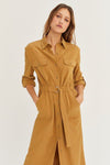 Camel Utility Midi Dress