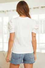 Load image into Gallery viewer, Ribbed Puff Sleeve Tee in White
