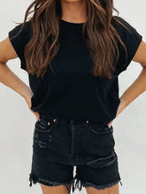 Load image into Gallery viewer, Must be Love Cap Sleeve Tee in Black
