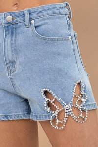 Butterfly Bling Denim Shorts