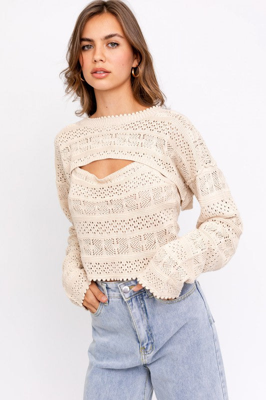 Crochet Knit Cami + Sweater Set