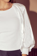 Load image into Gallery viewer, Silky Puff Sleeve White Top
