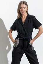 Load image into Gallery viewer, Black Fringe Bling Jumpsuit
