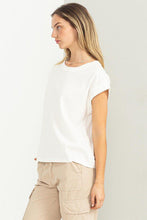 Load image into Gallery viewer, Must Be Love Cap Sleeve Tee in White
