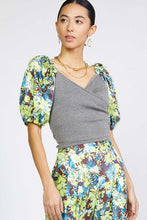 Load image into Gallery viewer, Contrast Midnight Floral Wrap Top
