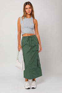 Off Duty Olive Cargo Skirt