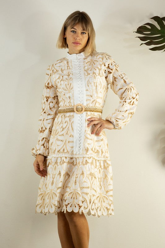 Calais Lace Belted Dress Calais Lace Belted Dress