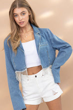 Load image into Gallery viewer, Bling Fringe Denim Jacket
