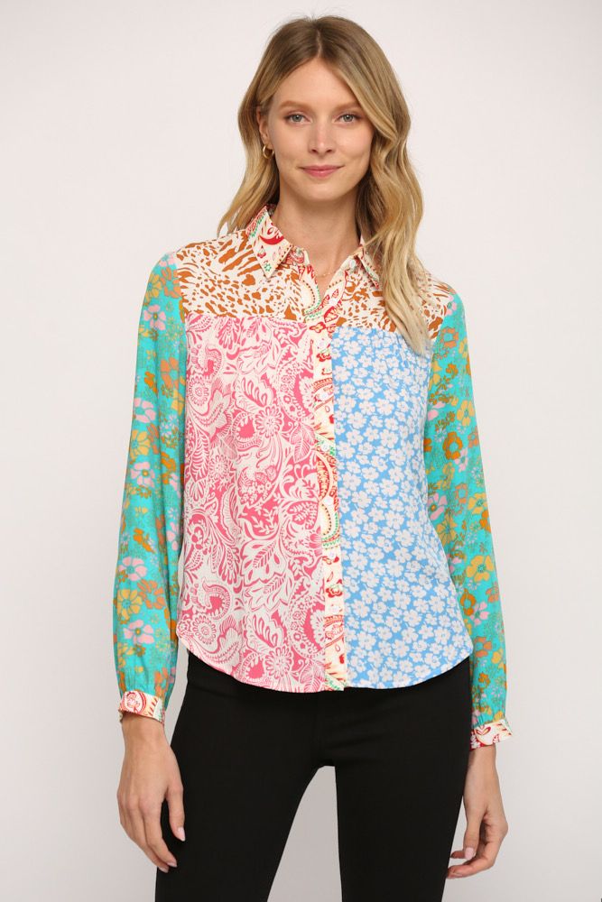 Urban Daisy Mixed Print Blouse