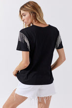 Load image into Gallery viewer, Bling Fringe Tee in Black
