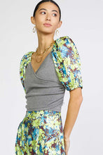 Load image into Gallery viewer, Contrast Midnight Floral Wrap Top
