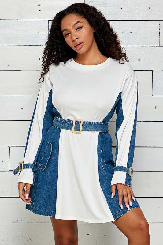 The Knit X Denim Dress