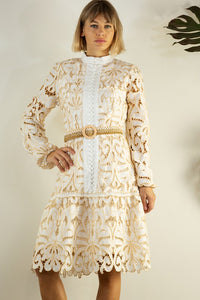 Calais Lace Belted Dress