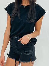 Load image into Gallery viewer, Must be Love Cap Sleeve Tee in Black
