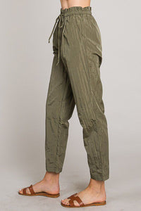 Nylon Paperbag Pants in Olive