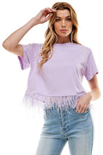 Load image into Gallery viewer, Lavender Feather Peplum Tee
