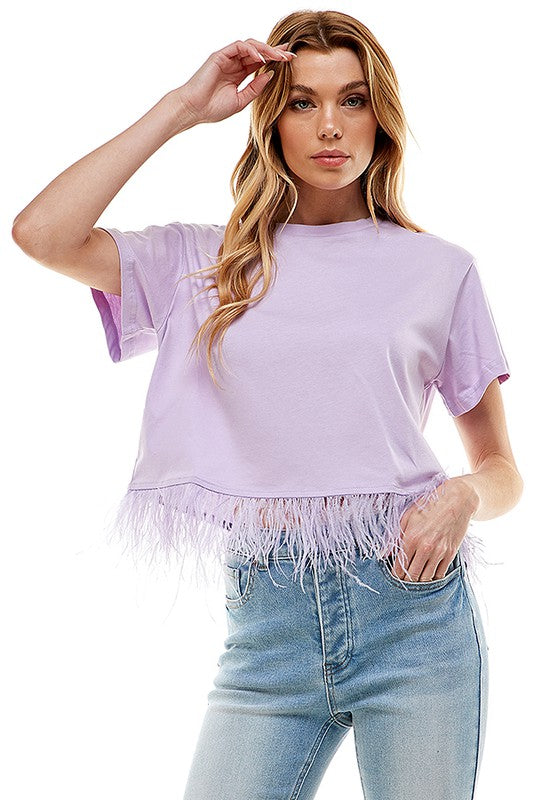 Lavender Feather Peplum Tee