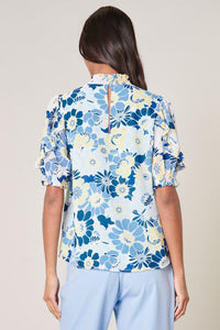 Zippy Seaside Mock Neck Blouse