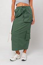 Load image into Gallery viewer, Off Duty Olive Cargo Skirt
